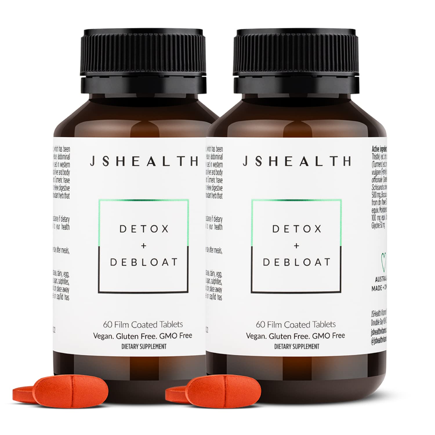 JSHealth Detox + Debloat. Bloating Relief for Women with Milk Thistle, Turmeric, and Fennel. Liver Health and Gut Support. Nutritionist-Formulated (60 Tablets)