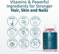 WEEM Hair Skin and Nails Gummies - Supports Healthy Hair - Vegan biotin Vitamins for Women & Men Supports Faster Hair Growth, Stronger Nails, Healthy Skin, Extra Strength (1)