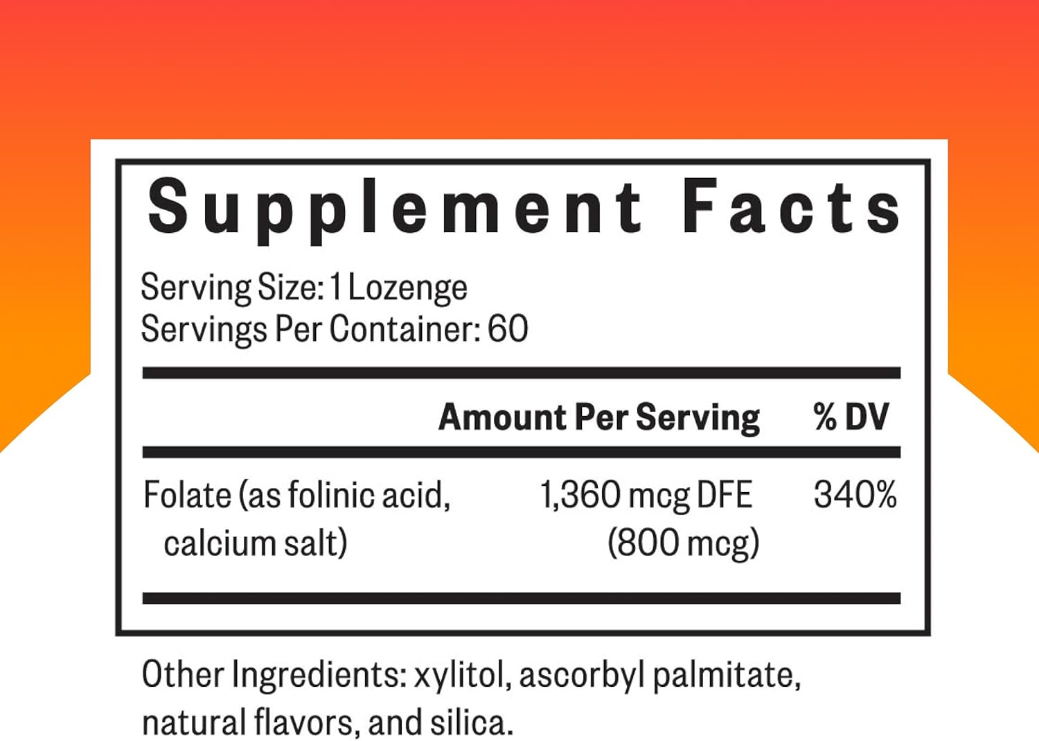 Seeking Health Folinic Acid - Methyl Free - Folinic Acid Supplement Supports Heart Health - Metabolically Active Alternative to Folate - 1360 mcg, 60 Lozenges