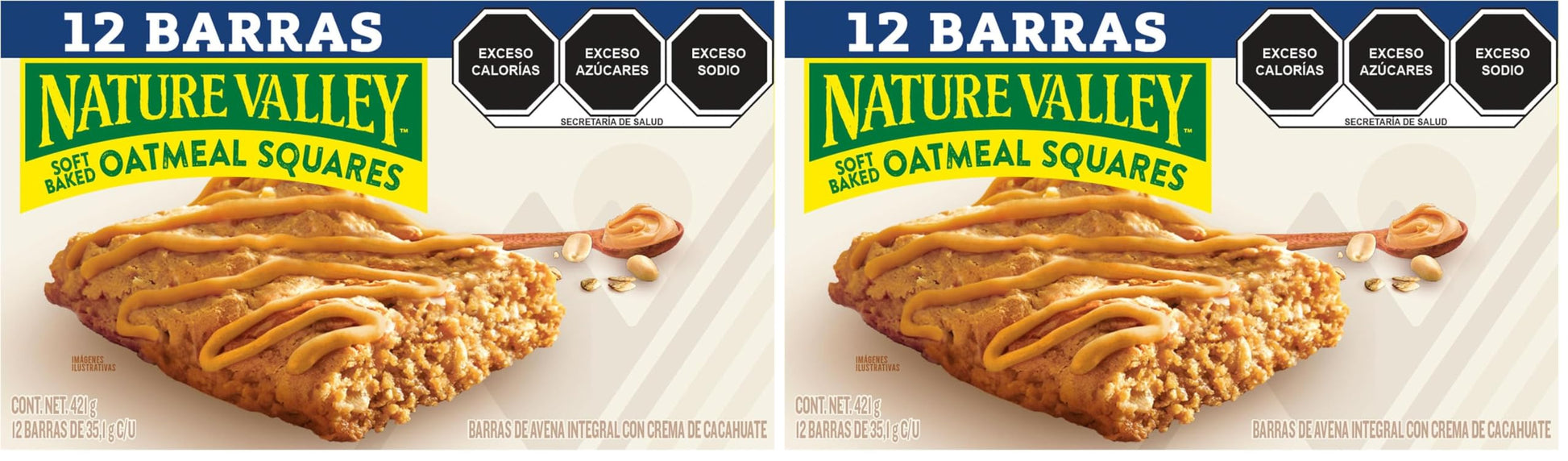 Nature Valley Soft Baked Oatmeal Squares, Peanut Butter, 12 Bars, 14.88 oz