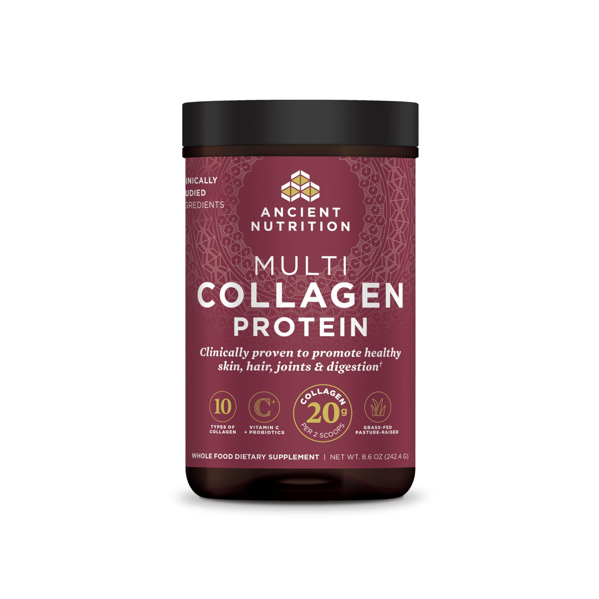 Ancient Nutrition Collagen Peptides Powder, Multi Collagen Protein, Women & Men, Vitamin C, Probiotics, Hydrolyzed Collagen, Supports Skin, Joints, Gut Health, Unflavored, 40 Servings