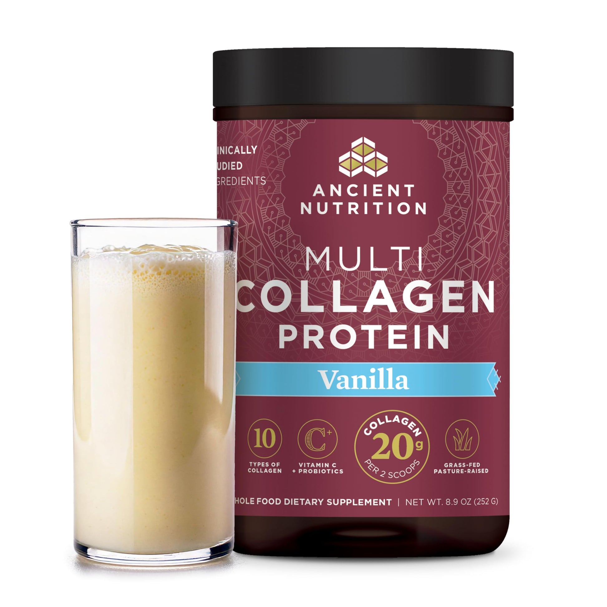Ancient Nutrition Collagen Peptides Powder, Multi Collagen Protein, Women & Men, Vitamin C, Probiotics, Hydrolyzed Collagen, Supports Skin, Joints, Gut Health, Unflavored, 40 Servings