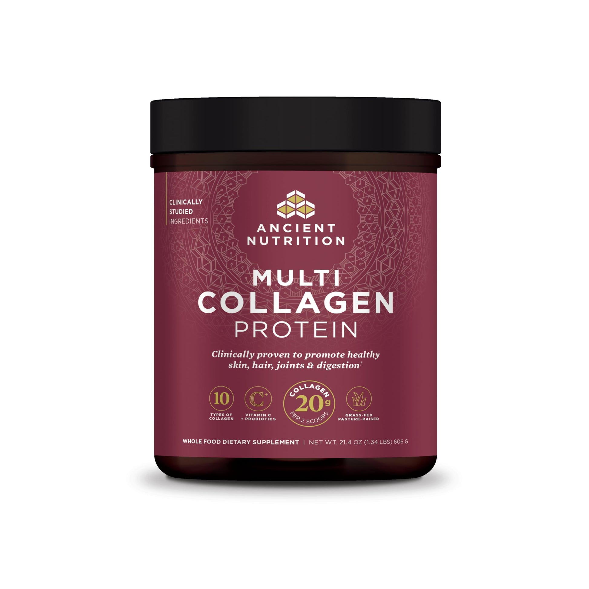 Ancient Nutrition Collagen Peptides Powder, Multi Collagen Protein, Women & Men, Vitamin C, Probiotics, Hydrolyzed Collagen, Supports Skin, Joints, Gut Health, Unflavored, 40 Servings