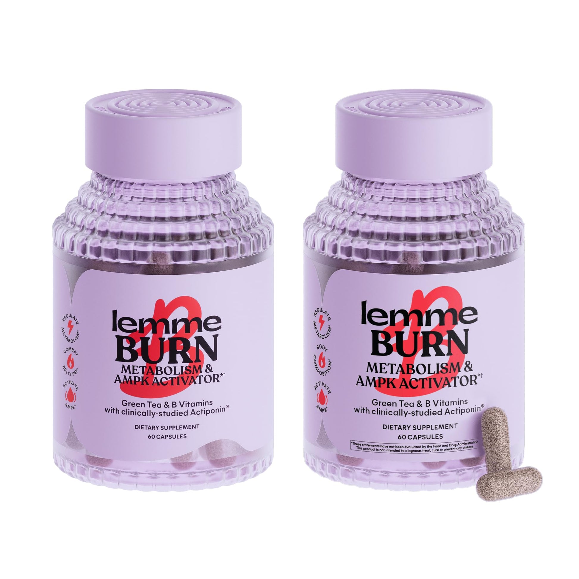 Lemme Burn - Metabolism, Belly Fat Burning + AMPK Activating Supplement for Men & Women w/Clinically Studied Actiponin Gynostemma, Green Tea Extract, Vitamins B6 & B12 - Gluten Free, 60 Count