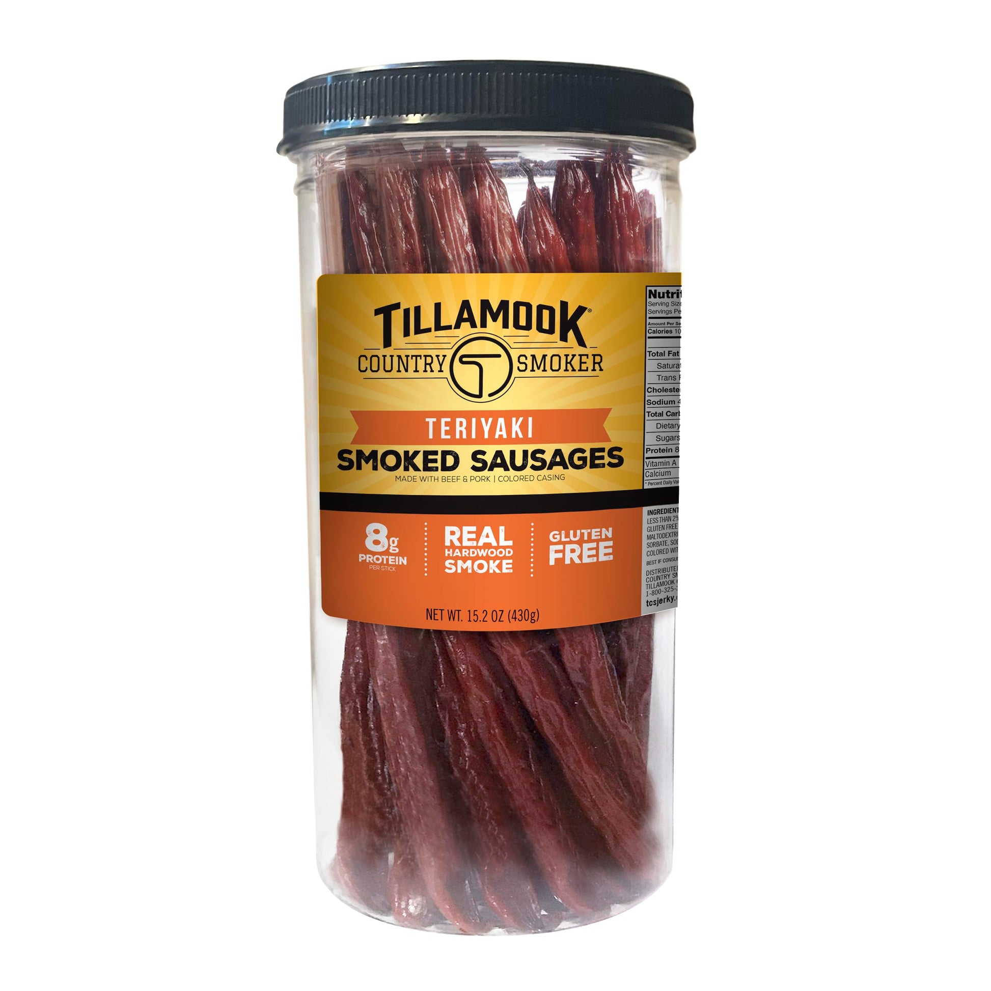Tillamook Country Smoker Real Hardwood Smoked Sausages, Original Beef, 15.2 Ounce Tall Jar, 20 Count