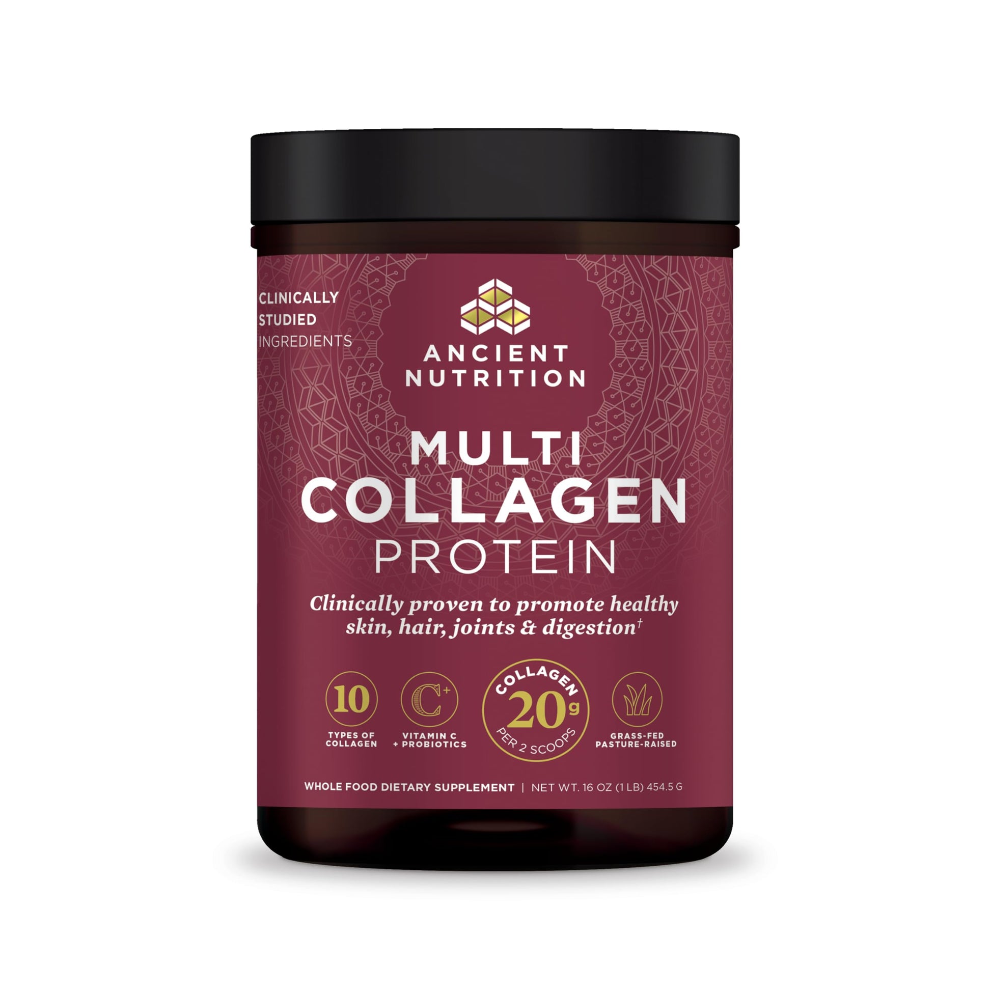 Ancient Nutrition Collagen Peptides Powder, Multi Collagen Protein, Women & Men, Vitamin C, Probiotics, Hydrolyzed Collagen, Supports Skin, Joints, Gut Health, Unflavored, 40 Servings