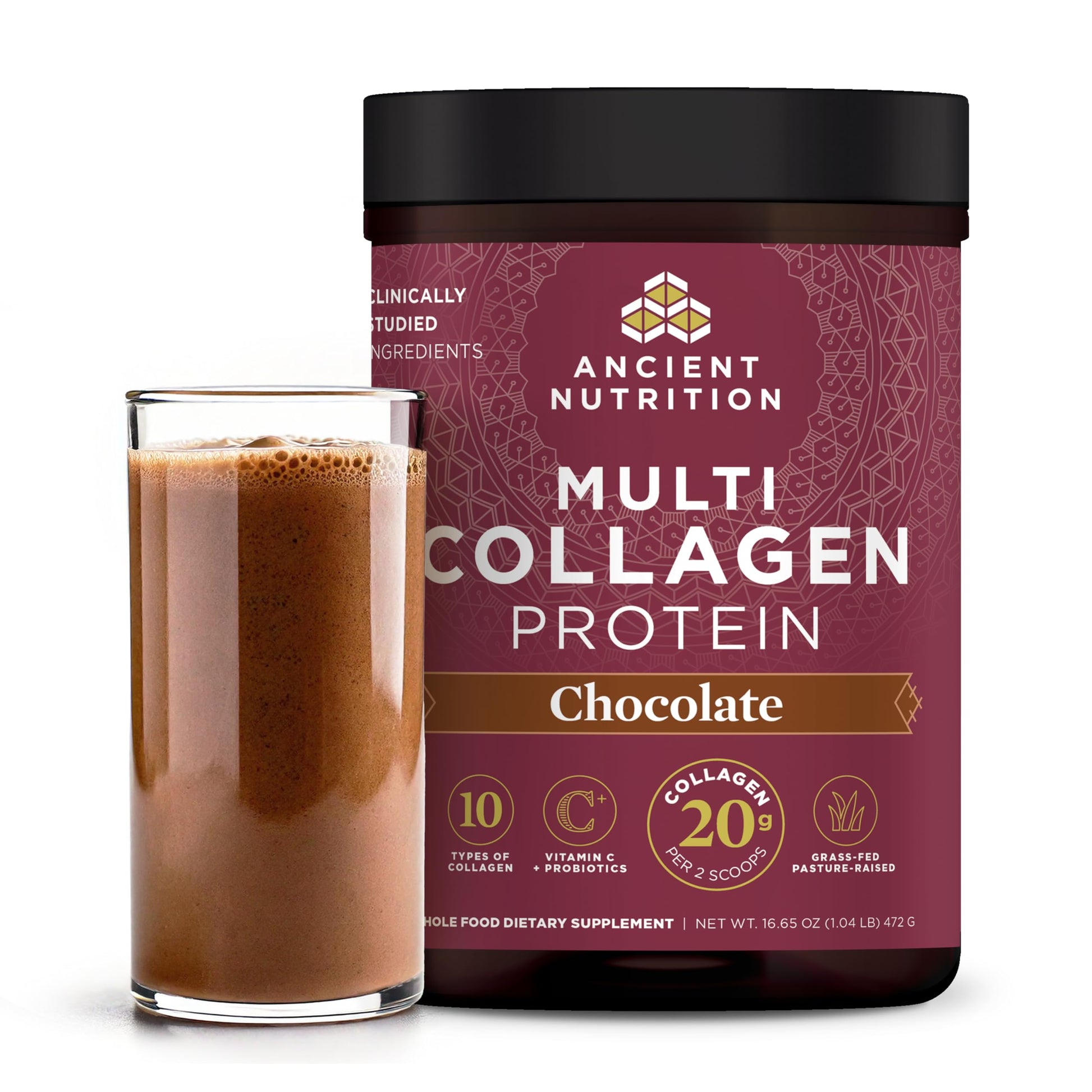 Ancient Nutrition Collagen Peptides Powder, Multi Collagen Protein, Women & Men, Vitamin C, Probiotics, Hydrolyzed Collagen, Supports Skin, Joints, Gut Health, Unflavored, 40 Servings