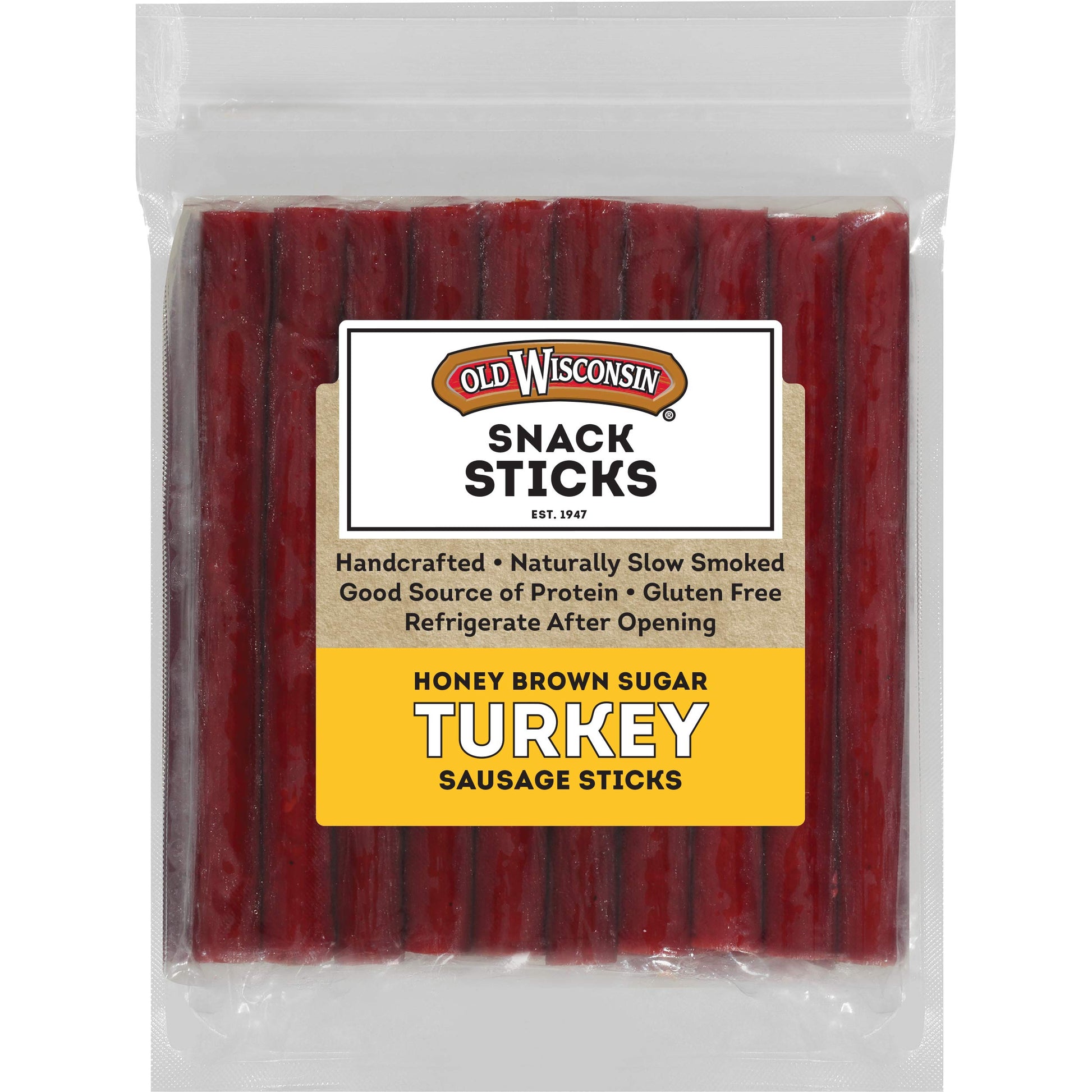 Old Wisconsin Turkey Sausage Snack Sticks, Naturally Smoked, Ready to Eat, High Protein, Low Carb, Keto, Gluten Free, 16 Ounce Resealable Package