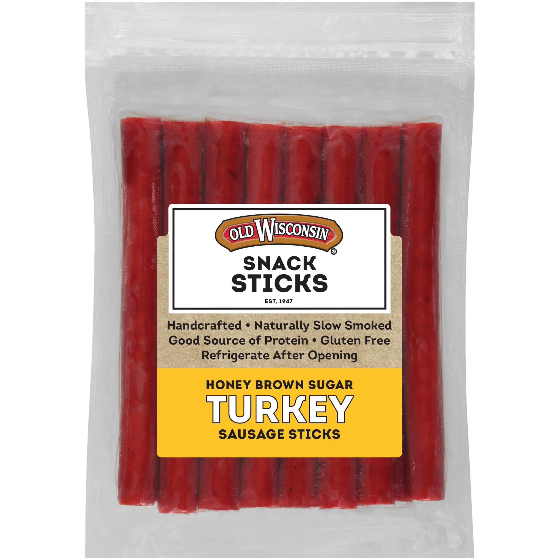 Old Wisconsin Turkey Sausage Snack Sticks, Naturally Smoked, Ready to Eat, High Protein, Low Carb, Keto, Gluten Free, 16 Ounce Resealable Package