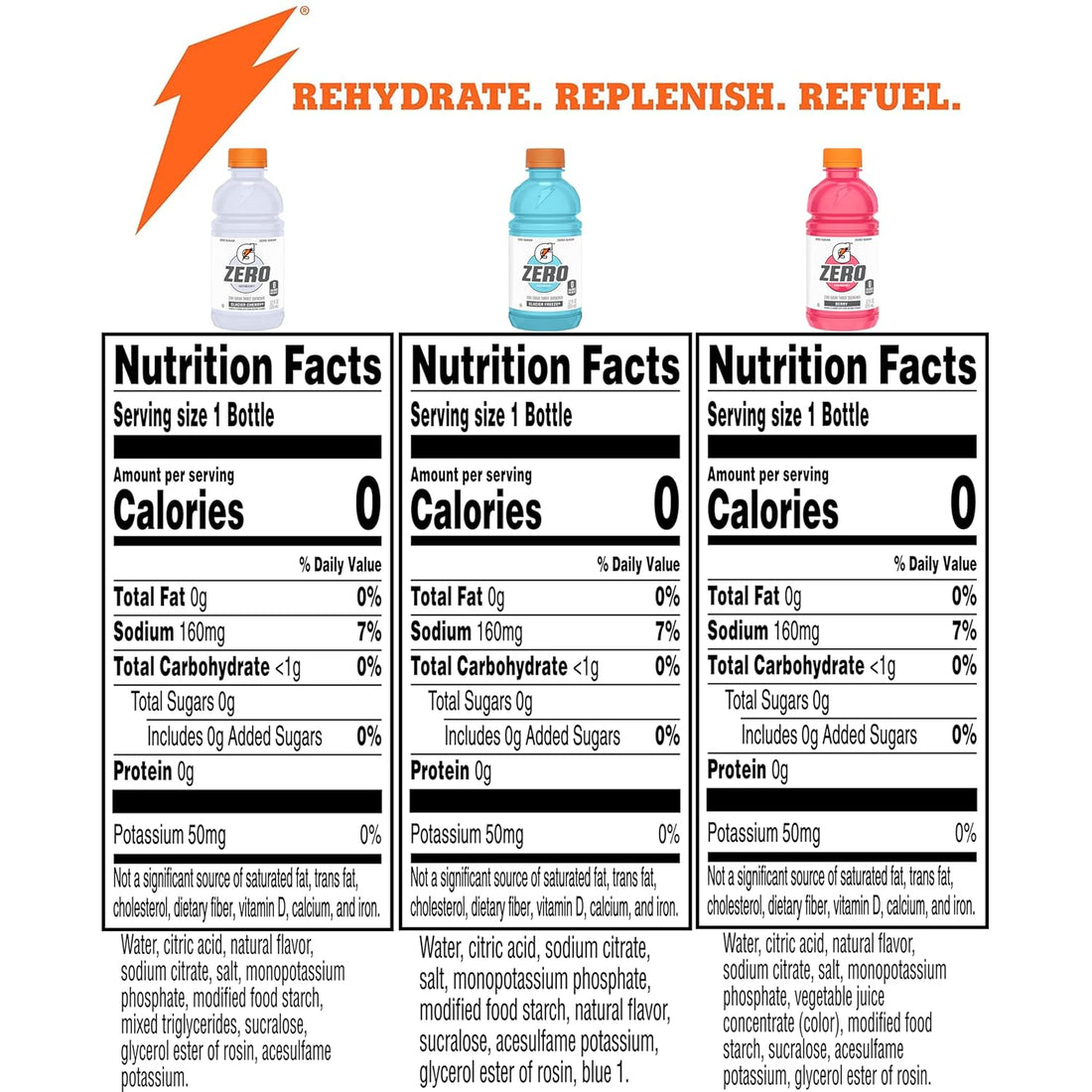 Gatorade G Zero Sports Drink, Glacier Freeze, Glacier Cherry, Berry Variety Pack, 12 Fl Oz (Pack of 18)
