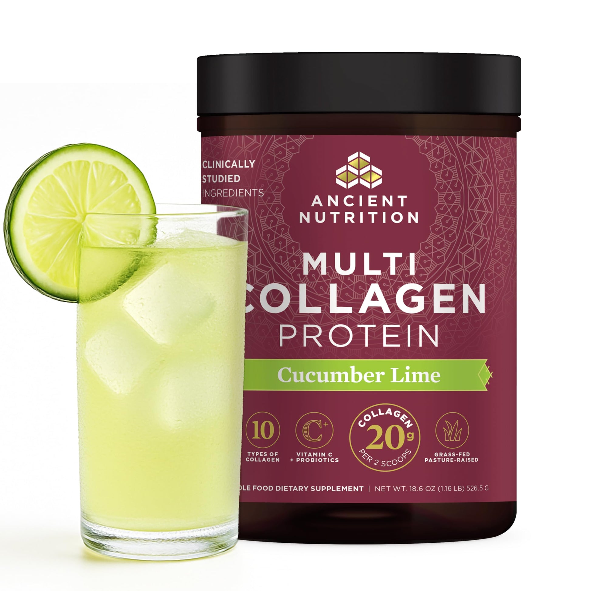 Ancient Nutrition Collagen Peptides Powder, Multi Collagen Protein, Women & Men, Vitamin C, Probiotics, Hydrolyzed Collagen, Supports Skin, Joints, Gut Health, Unflavored, 40 Servings