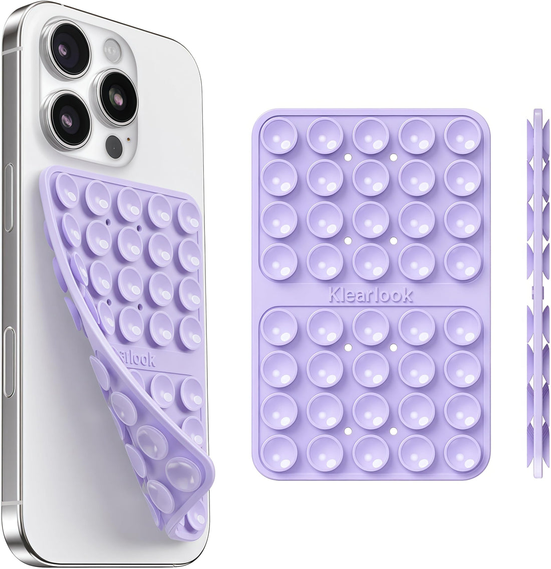 Klearlook Silicone Double-Sided Suction Cup Phone Case Detachable Mount, Sticky Phone Grip with Higher Suction Power for iPhone, Hands-Free Phone Accessories Holder for Selfies and Videos, Light Pink