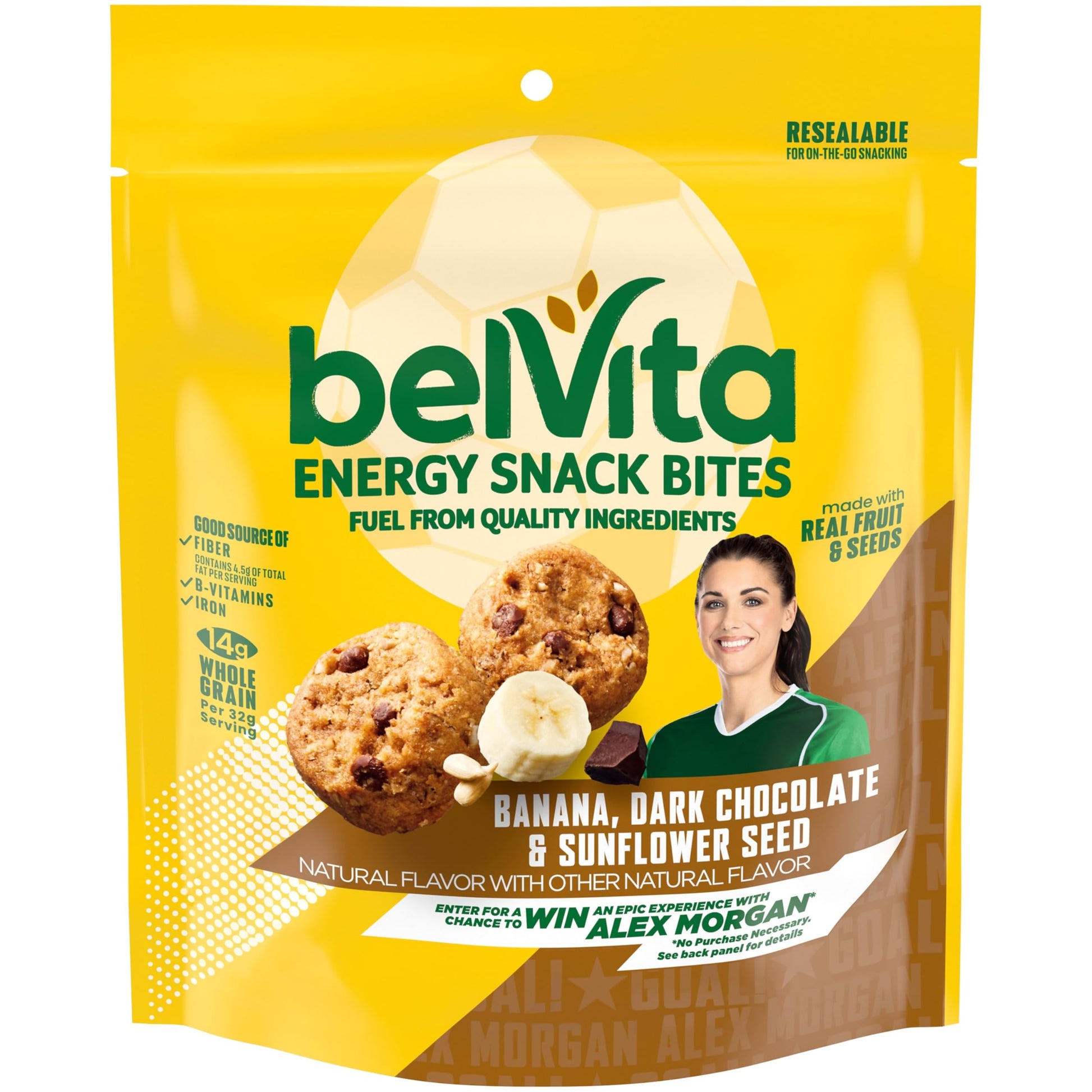 belVita Energy Snack Bites Variety Pack, Banana Dark Chocolate & Sunflower Seed, Blueberry & Sunflower Seed, 15 Snack Packs
