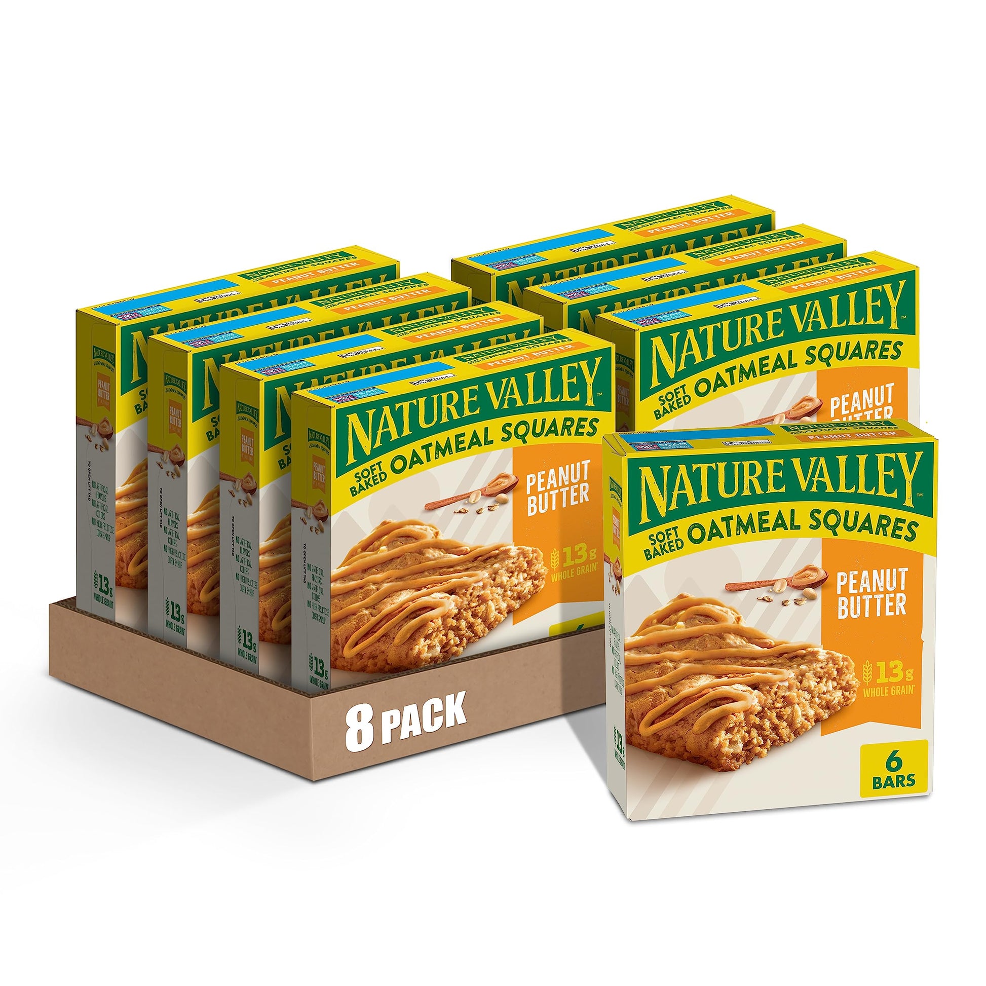 Nature Valley Soft Baked Oatmeal Squares, Peanut Butter, 12 Bars, 14.88 oz