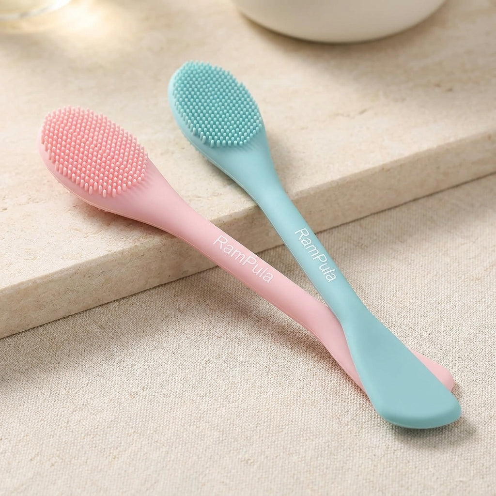 Facial Cleansing Brush, 2 in 1 Silicone Face Mask Brush & Face Scrubber